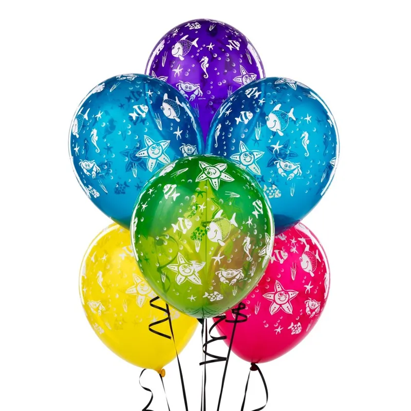 Гелиевые шарики разноцветные с рисунком